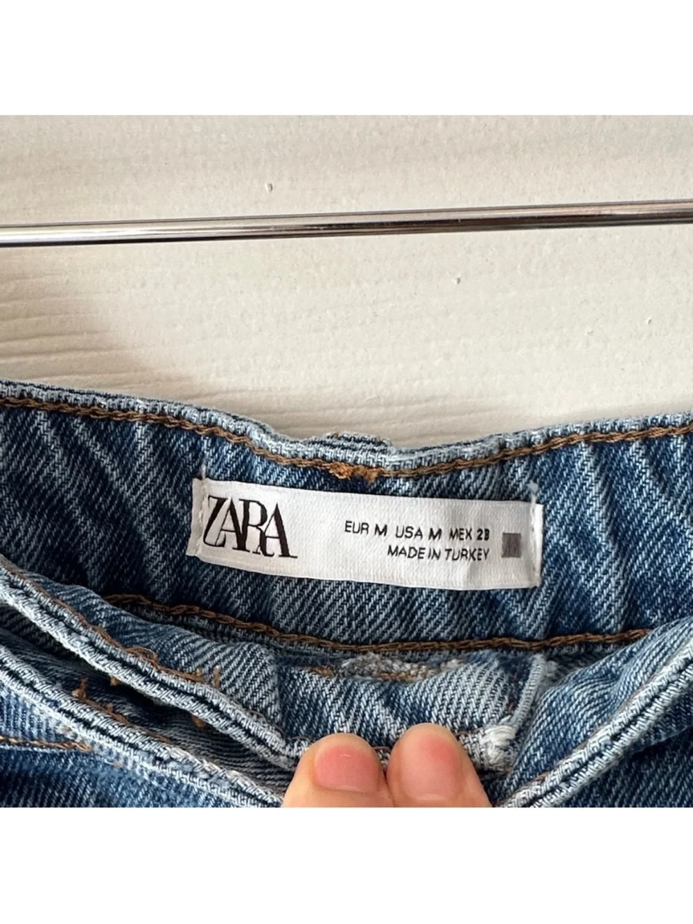 ZARA Denim Mini Skort in Medium Blue